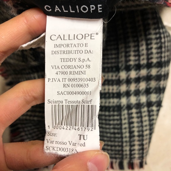 Calliope Plaid Houndstooth Plaid Print Fringe Two Toned Scarf Reversible C - Picture 2 of 8